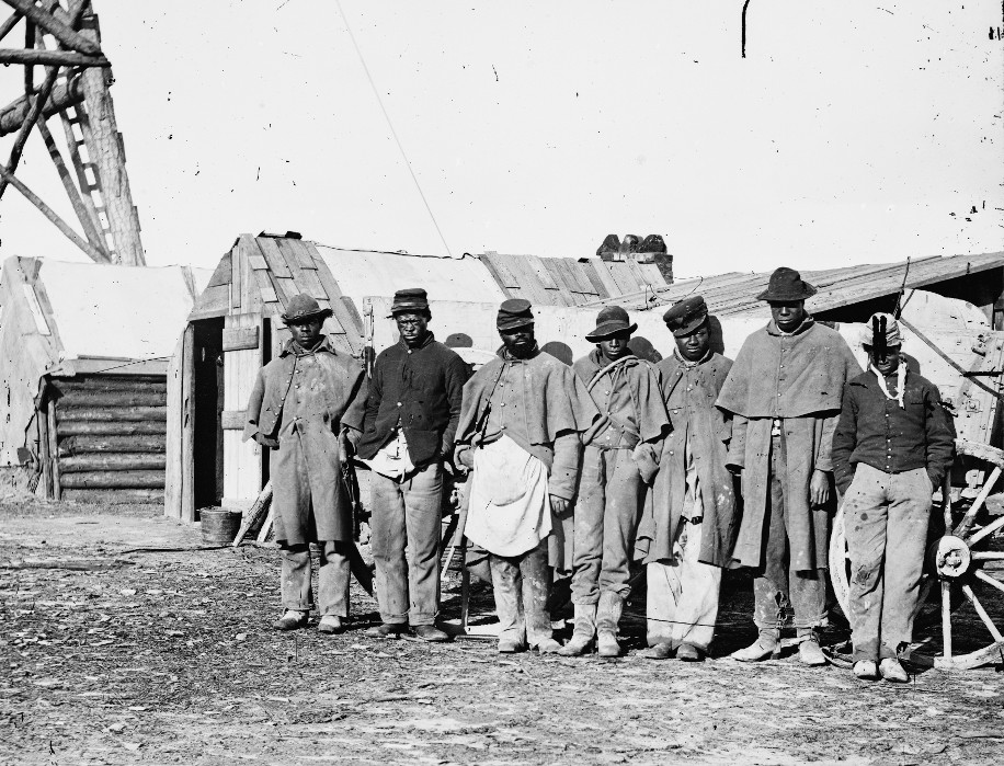 Bermuda Hundred, VA. African-American teamsters near the signal tower. Photo: Library of Congress